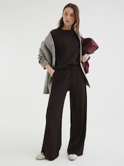 River Island Brown Premium Wide Leg Joggers - Image 1 of 4