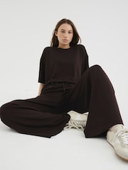 River Island Brown Premium Wide Leg Joggers - Image 3 of 4