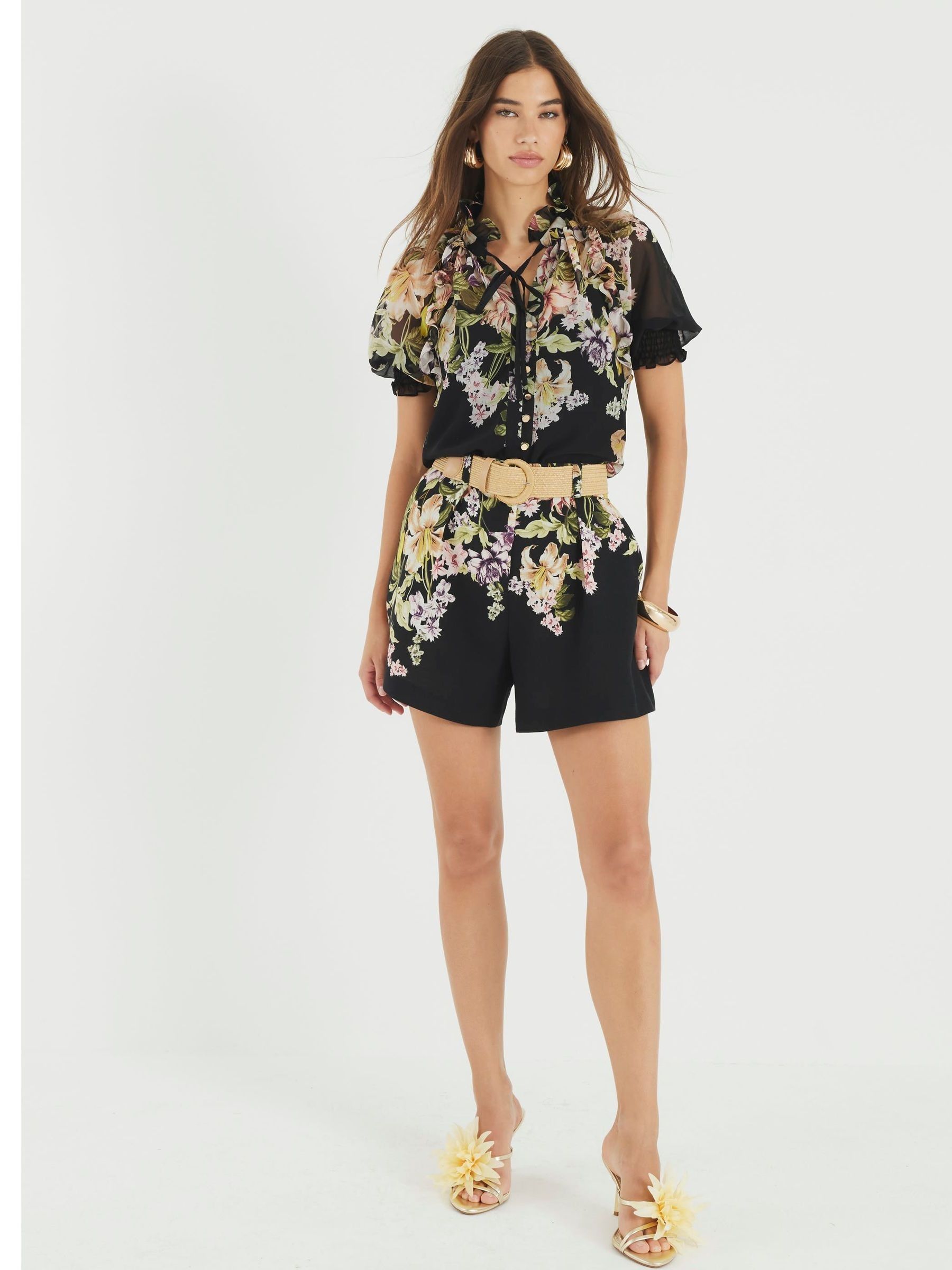 River Island Black Floral Blouse