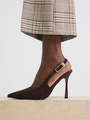River Island Brown Slingback Buckle Court Heels - Image 1 of 5