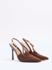 River Island Brown Slingback Buckle Court Heels - Image 2 of 5
