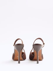River Island Brown Slingback Buckle Court Heels - Image 3 of 5