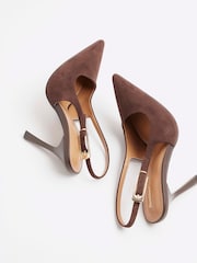 River Island Brown Slingback Buckle Court Heels - Image 4 of 5