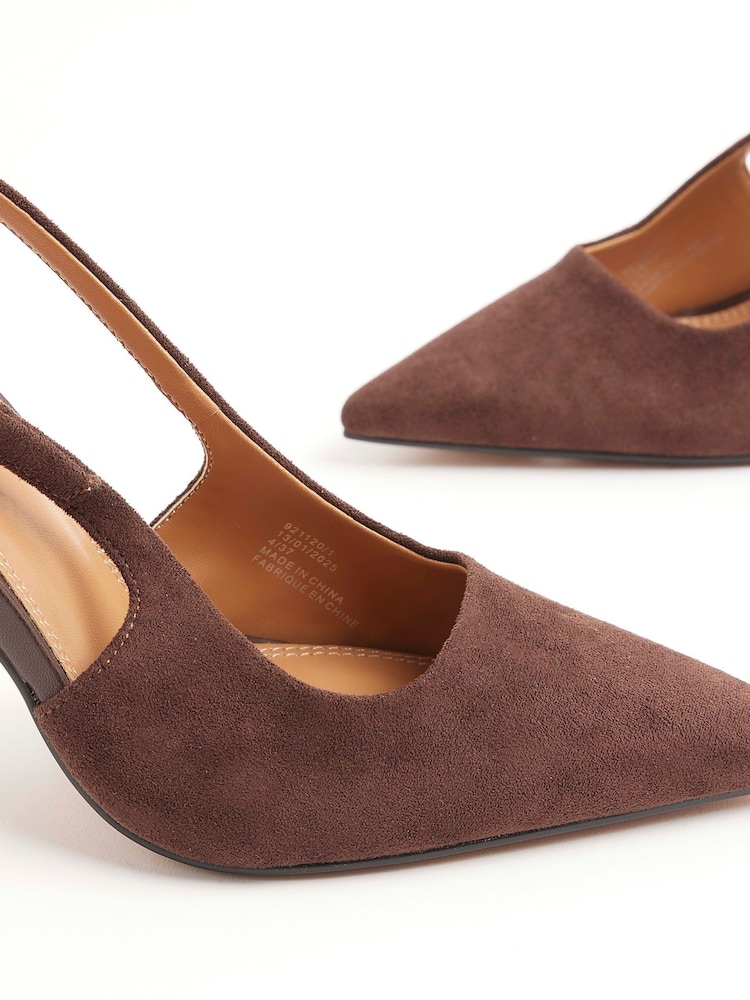 River Island Brown Slingback Buckle Court Heels - Image 5 of 5