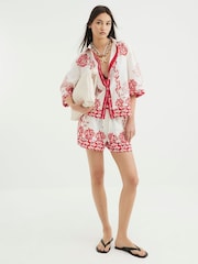 River Island Red Boxy Shell Riviera 100% Cotton Shirt - Image 2 of 4