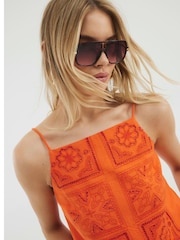 River Island Orange Broderie 100% Cotton Tank Top - Image 4 of 4