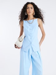 River Island Blue Square Neck Strappy Waistcoat - Image 1 of 4