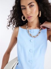 River Island Blue Square Neck Strappy Waistcoat - Image 4 of 4