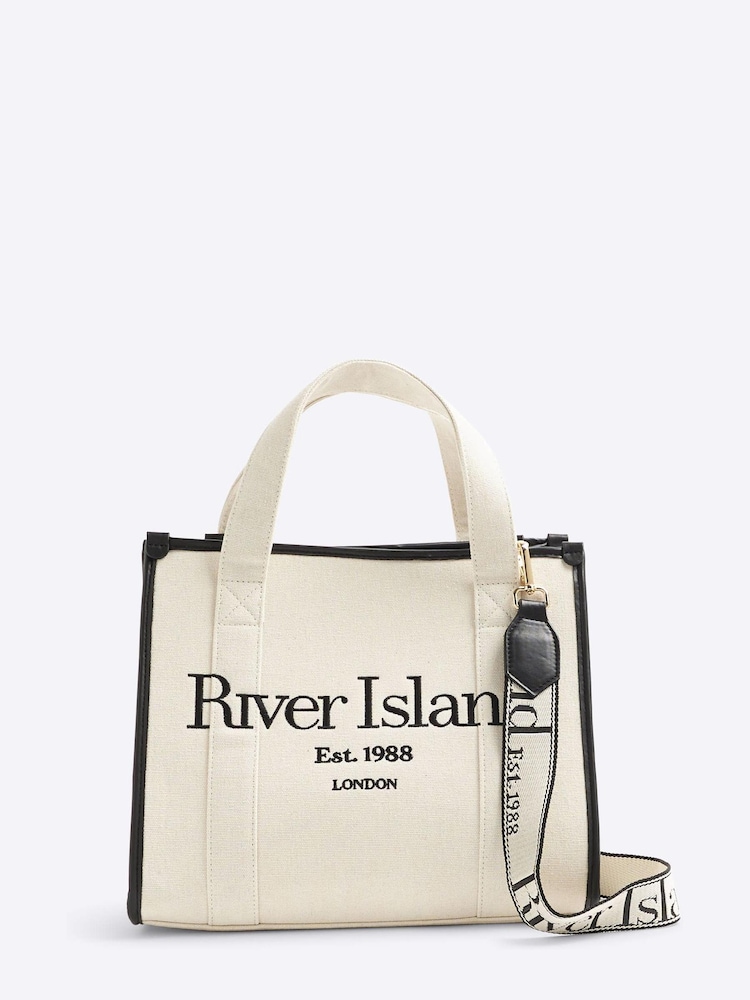 Кремовый - River Island Embroidered Canvas Tote Bag - Image 1 of 1