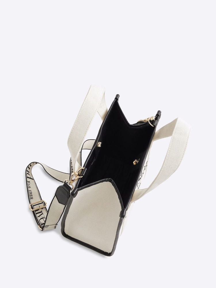 River Island Cream Embroidered Canvas Tote Bag - Image 2 of 6 River Island Cream Embroidered Canvas Tote Bag - Image 2 of 6