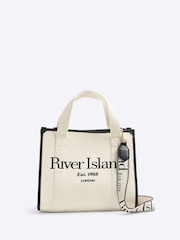 River Island Cream Embroidered Canvas Tote Bag - Image 5 of 6