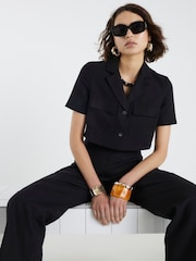 River Island Black Cropped Pocket Linen Jacket - Image 2 of 4