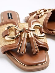 River Island Brown Wide Fit Tassel Mule Sandals - Image 7 of 7