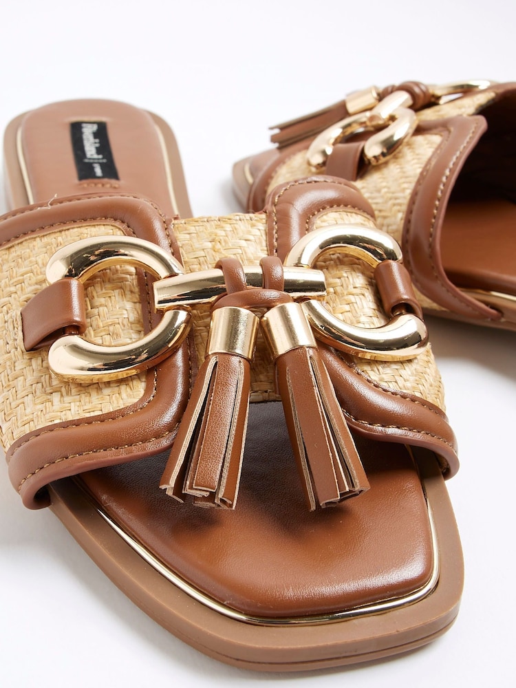 River Island Brown Wide Fit Tassel Mule Sandals - Image 7 of 7