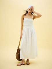 River Island White Broderie Baby Doll Maxi Dress - Image 1 of 4