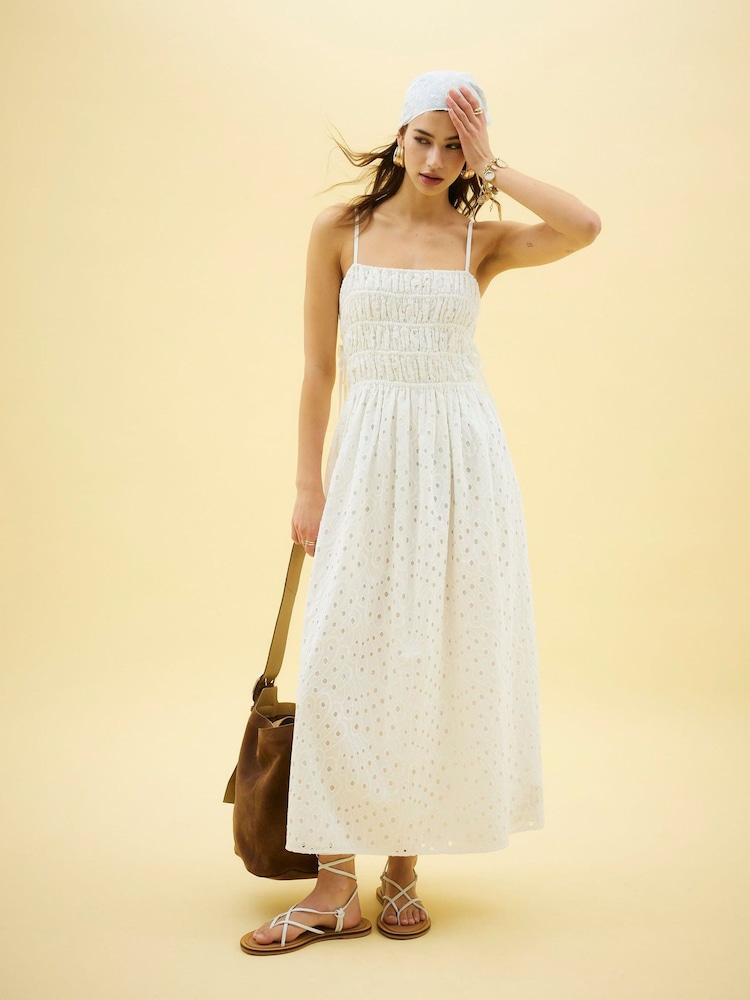 River Island White Broderie Baby Doll Maxi Dress - Image 1 of 4