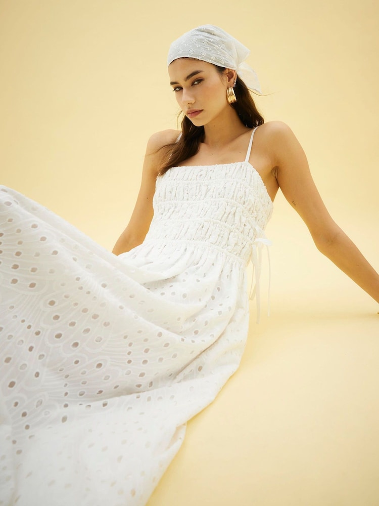 River Island White Broderie Baby Doll Maxi Dress - Image 2 of 4
