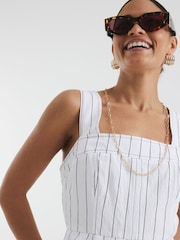 River Island White Petite Stripe Peplum Jumpsuit - Image 2 of 4