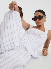 River Island White Petite Stripe Peplum Jumpsuit - Image 4 of 4