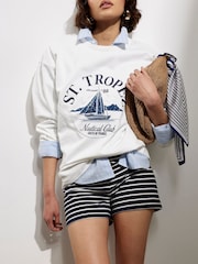 River Island White St Tropez Yacht Sweat Top - Image 4 of 4