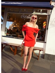 River Island Red Structured Off Shoulder Dress - Image 2 of 6