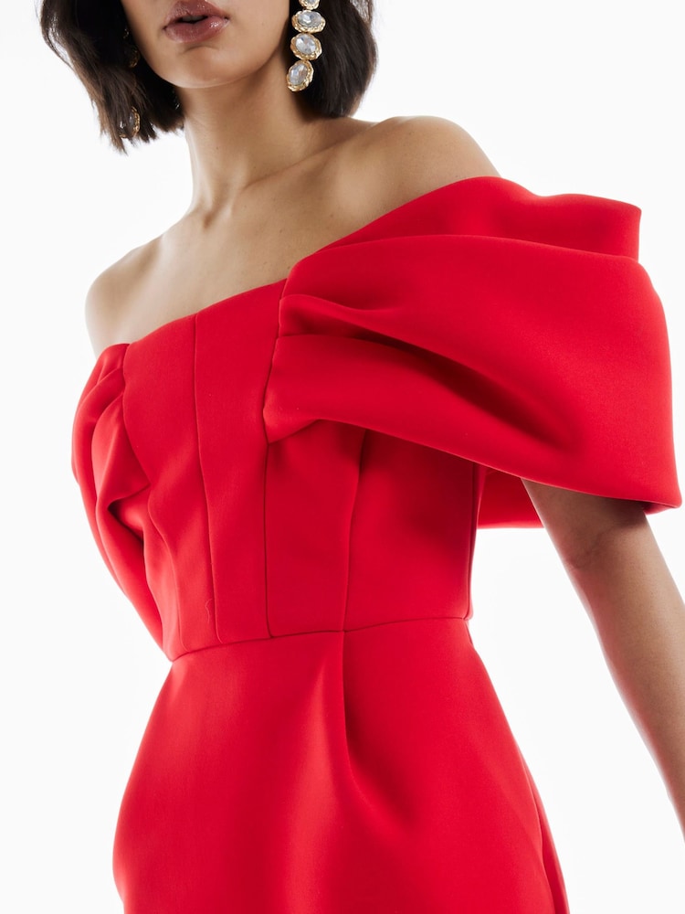 River Island Red Structured Off Shoulder Dress - Image 6 of 6 River Island Red Structured Off Shoulder Dress - Image 6 of 6
