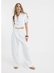 River Island White Linen Wide Leg Trousers - Image 1 of 4