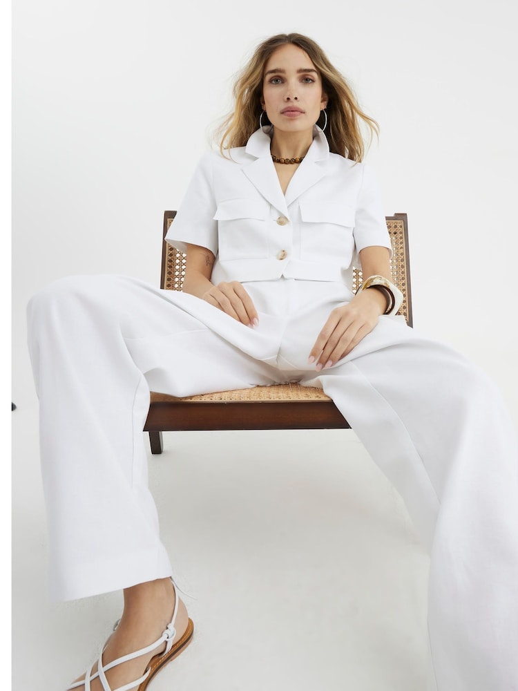 River Island White Linen Wide Leg Trousers - Image 2 of 4