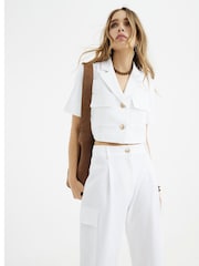 River Island White Linen Wide Leg Trousers - Image 3 of 4