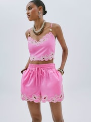 River Island Embroidered 100% Cotton Crop Top - Imagen 1 de 3