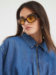 River Island Blue Puffball 100% Cotton Denim Crop Shirt - Image 4 of 4