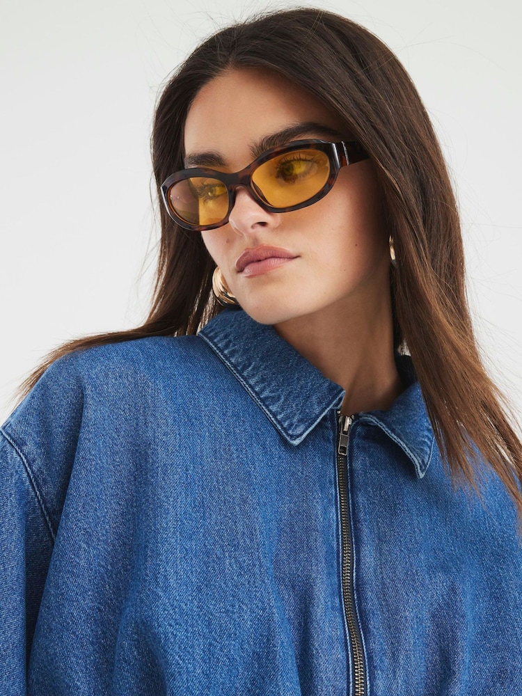 River Island Blue Puffball 100% Cotton Denim Crop Shirt - Image 4 of 4