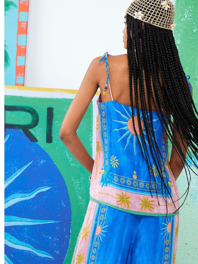 River Island Blue ATLAS Printed Cami Top - Image 2 of 4 River Island Blue ATLAS Printed Cami Top - Image 2 of 4