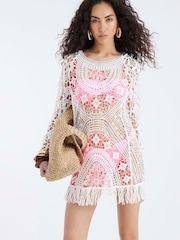 River Island White Crochet Tunic Dress - Image 1 of 4