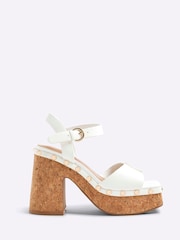 River Island White Cork Platform Sandals - Image 1 of 5