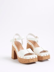 River Island White Cork Platform Sandals - Image 3 of 5
