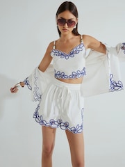 River Island White Pink Broderie  Shorts - Image 1 of 1