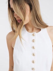 River Island White Button Front Shift Dress - Image 3 of 4