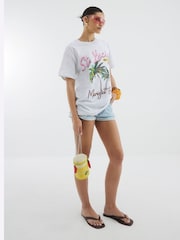 River Island Grey St Lucia Palm Print T-Shirt - Image 3 of 4