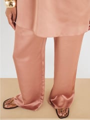 River Island Brown Satin Straight Leg Trousers - Image 3 of 4