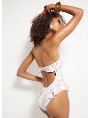 River Island Floral Print Frill Bandeau Swimsuit - Imagem 3 de 4