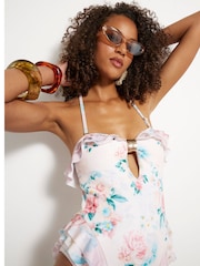 River Island Floral Print Frill Bandeau Swimsuit - Imagem 4 de 4