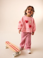 Pink Heart Sweatshirt & Wide Leg Trousers Set (3mths-7yrs) - Image 2 of 10