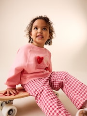Pink Heart Sweatshirt & Wide Leg Trousers Set (3mths-7yrs) - Image 3 of 10
