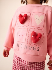 Pink Heart Sweatshirt & Wide Leg Trousers Set (3mths-7yrs) - Image 5 of 10
