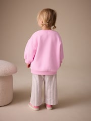 Pink Flower Sweatshirt & Wide Leg Trousers Set (3mths-7yrs) - Image 4 of 9