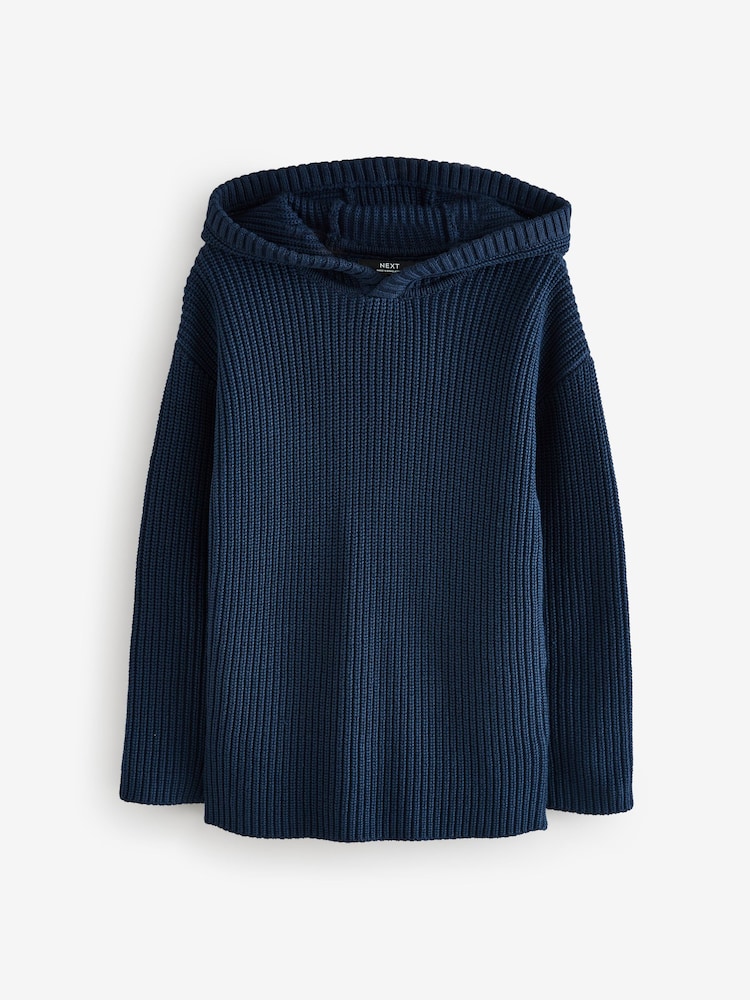 Navy Blue Knitted Hoodie - Image 1 of 1