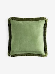 Green 50 x 50cm Abstract Wave Fringe Cushion - Image 4 of 4