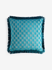 Teal Blue 50 x 50cm Lenny Jacquard Cushion - Image 1 of 2