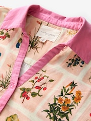 Laura Ashley Coral Pink Pershore Postcards Cotton Loose Beach Co-ord Shirt - Image 10 of 10